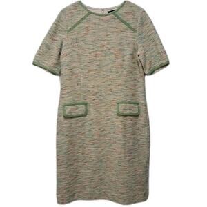 Rickie Freeman Teri Jon Dress Womens 18 Cream Metallic Boucle Tweed Wedding